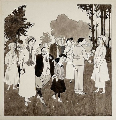 Eugen Kirchner - Garden Party Outdoor Event Nature Drawing 1910