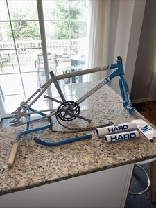 VINTAGE OLD SCHOOL BMX HARO GROUP 1 RS3 FRAME FORKS BARS SEATPOST AND CHAINRING