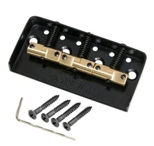 Wilkinson Black Short Tele Guitar Bridge Electric Fixed Brass 3-Saddles WTBS
