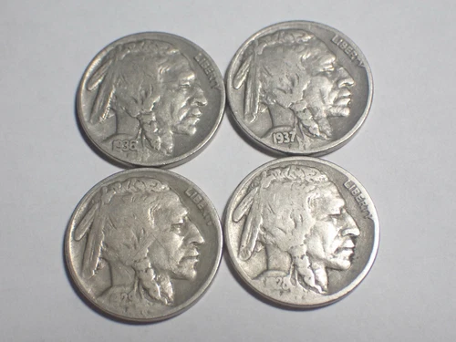 FOUR  BUFFALO NICKELS  1928, 1929, 1936, 1937