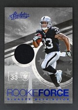2016 Panini Absolute #17 DeAndre Washington Rookie Force Materials Blue Foil