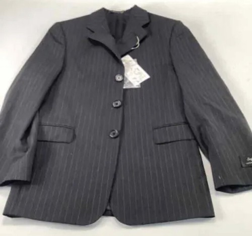 NWT Mezzanotte Enzo Size 12R Black Pinstripe Suit Jacket Sport Coat. - Picture 3 of 10