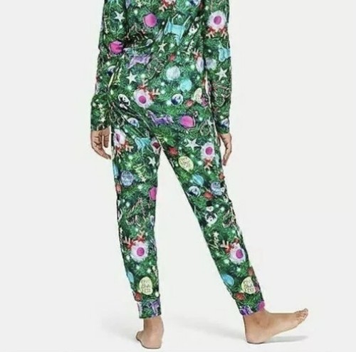 Justice Girls One Piece Hooded Pajama Christmas Holiday Tree Glow in the Dark - Picture 8 of 9