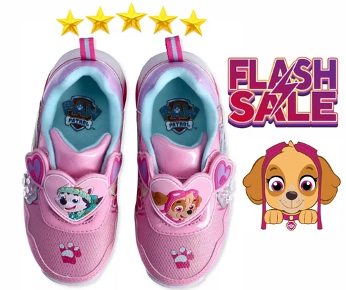 Paw Patrol Toddler Girls size 7 Light Up Sneakers With On/Off Power Button NEW - Picture 1 of 14