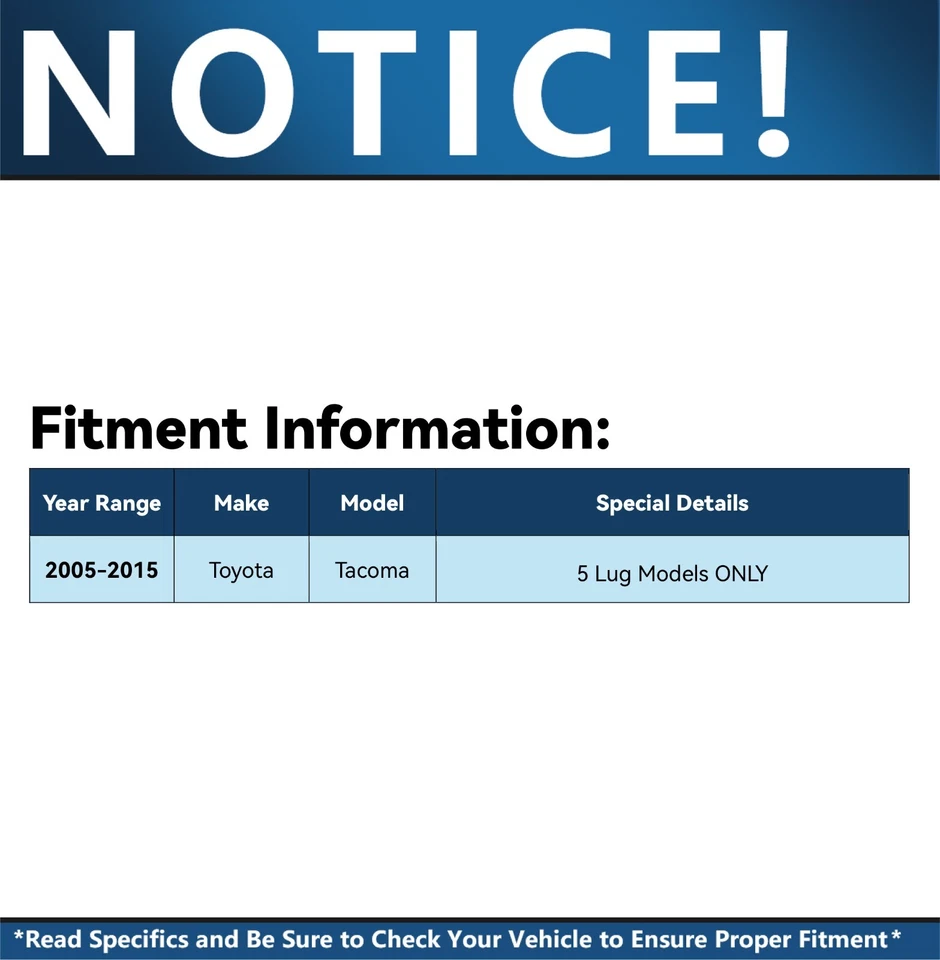 Kit de pastillas de freno de rotores de disco perforados delanteros de 5 orejetas para Toyota Tacoma 2005-2015 Foto 2 de 4