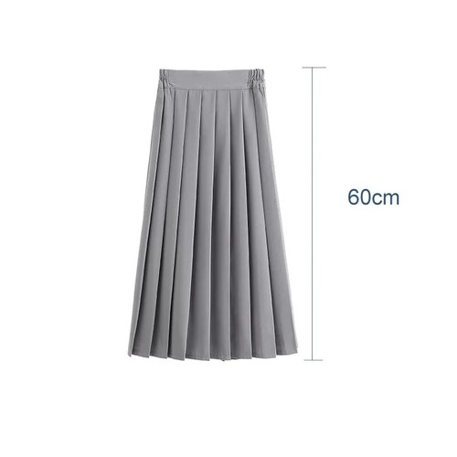 Student Girls Skirt Uniform Pleated Skirt Short/Middle/Long Elastic Waist Dress - Picture 24 of 25