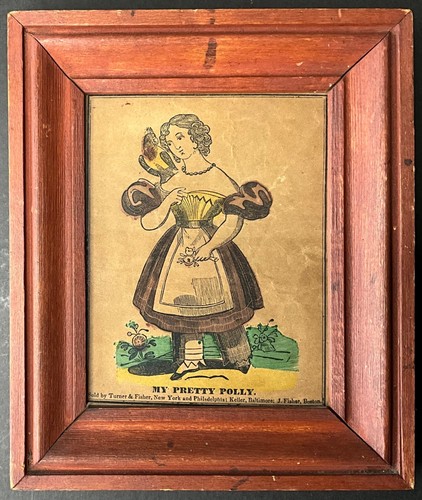 Antique 1800’s My Pretty Polly Colorized Lithograpgh Framed by Turner & Fisher - Picture 2 of 10