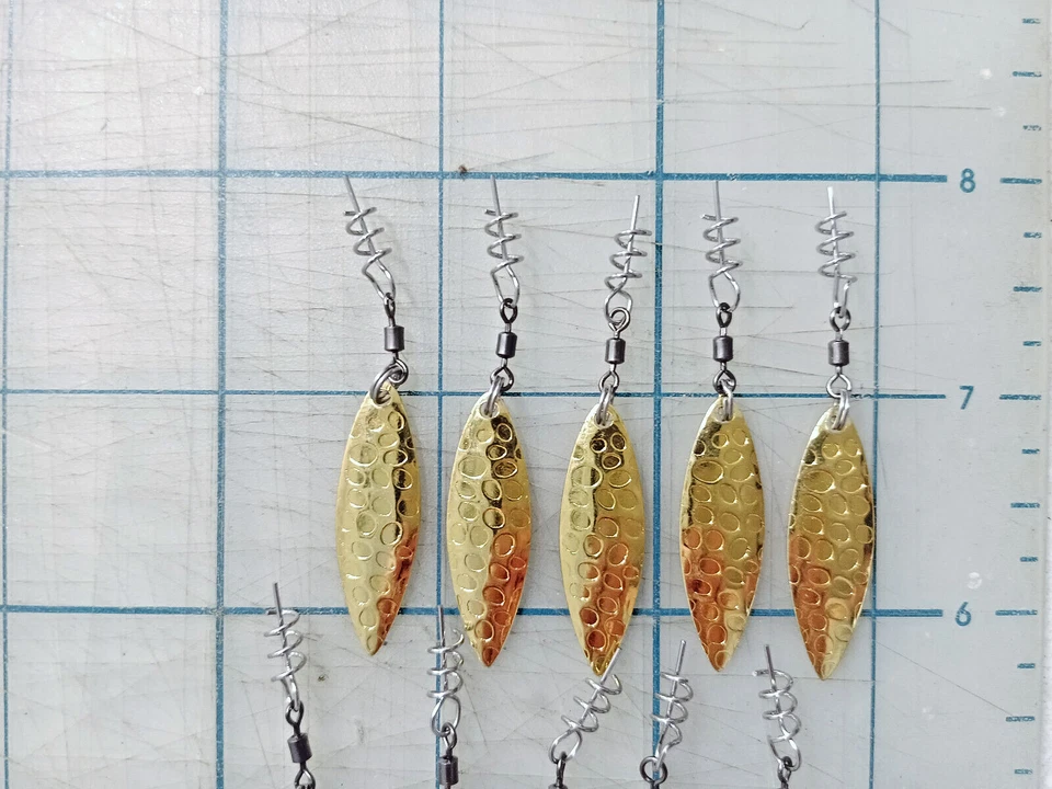 10 Pcs Gold Willow Leaf Hammered Pattern Spinner Blades for Gulp Jerk Shad - Image 2 of 4