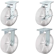CasterHQ - 8" x 2" Steel Wheel Casters - 2 Swivel With Brakes & 2 Rigid Casters