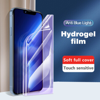 Anti-Blue Light Hydrogel Film Shield For iPhone 15 Pro XR 12 15 XS SE 14 7 11 13