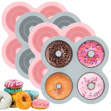 4X Donut Mold 4-Cavity Silicone Doughnut Pan Non-Stick Baking Donut 17x17x3.2cm?