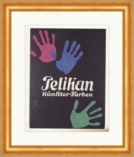 Artiste Pelikan couleurs stylos papeterie Ludwig Plakatwelt 1195 encadré - Photo 1/1
