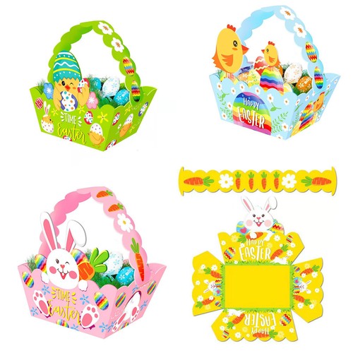Bunny Basket 12pcs Cute Bunny Rabbit Easter Gift Baskets with Handle Portable