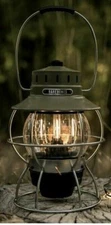 Barebones Living Railroad Lantern Rechargeable OD Green Metal Construction