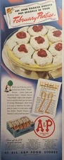 A&P Food Stores Jane Parker Donuts Modern Washington Pie Vintage Print Ad 1943