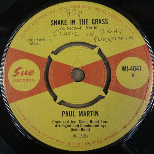 PAUL MARTIN - SNAKE IN THE GRASS/ I'VE GOT A NEW - ORG UK SUE 7" CLIP -WI-4041 - Zdjęcie 1 z 2