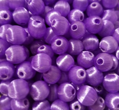 144 pcs Vintage Silk Thread Wrapped Craft Beads 10mm Round Light Amethyst Purple