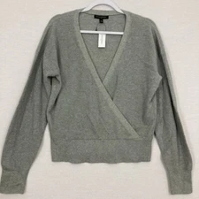 New Banana Republic Gray Rib Knit Wrap Pullover Sweater size Large