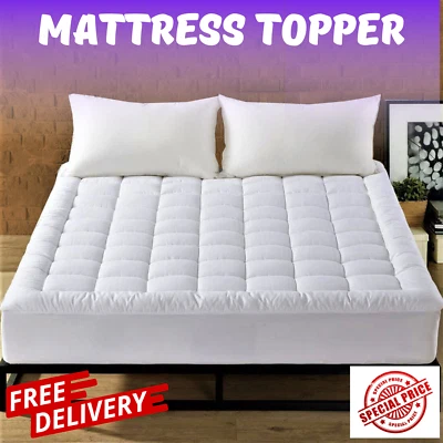 MATTRESS TOPPER 4" INCH DEEP LUXURY SOFT HOTEL QUALITY MICROFIBER ALL SIZE 10CM