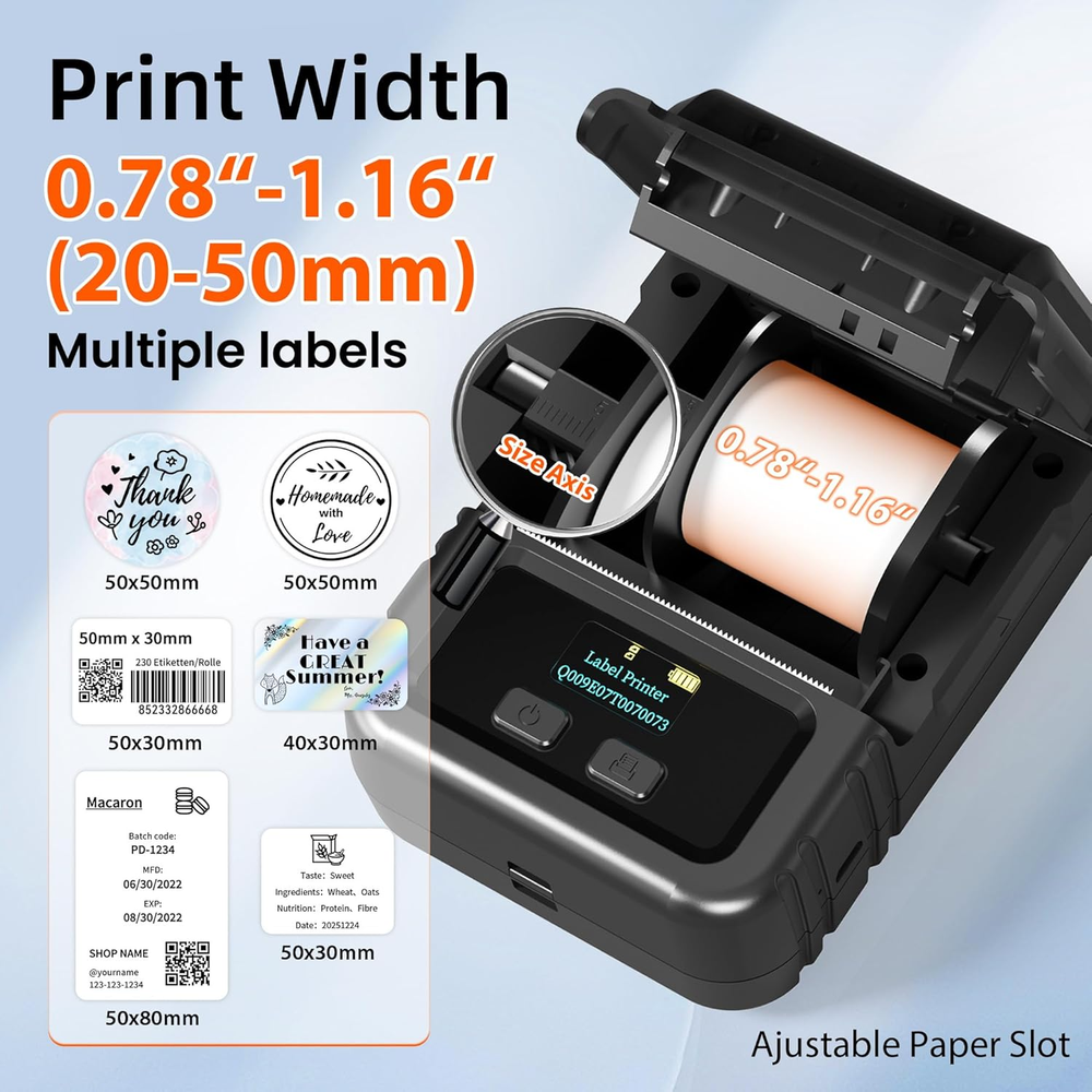 M120 2 Inch Thermal Label Printer for Small Business with Tape