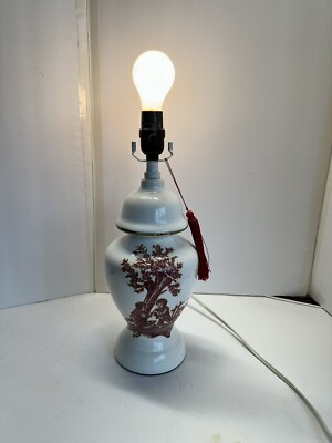 Waverly Ceramic  Country Life'' Lamp Custom Design White And Red