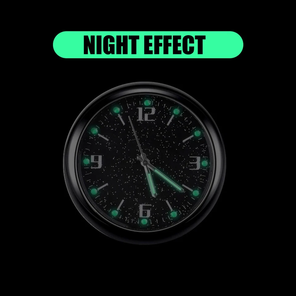 1x Universal Luminous Quartz Car Clock Stick On Watch Interior Accessories Black - Image 3 of 4