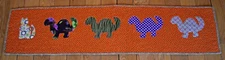 Cat & The Dinosaurs Table Runner 24" x 11" Orange Home Decor Sewed-On Applique