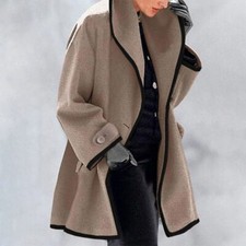Women's Baggy Hooded Trench Wool Coat Outwear Ladies Winter Warm Jacket Overcoat