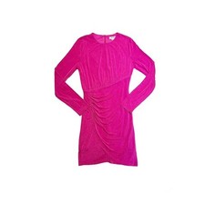 ASOS Urban Revivo Pink Long Sleeve Slinky Mini Ruched Side Dress Size 6