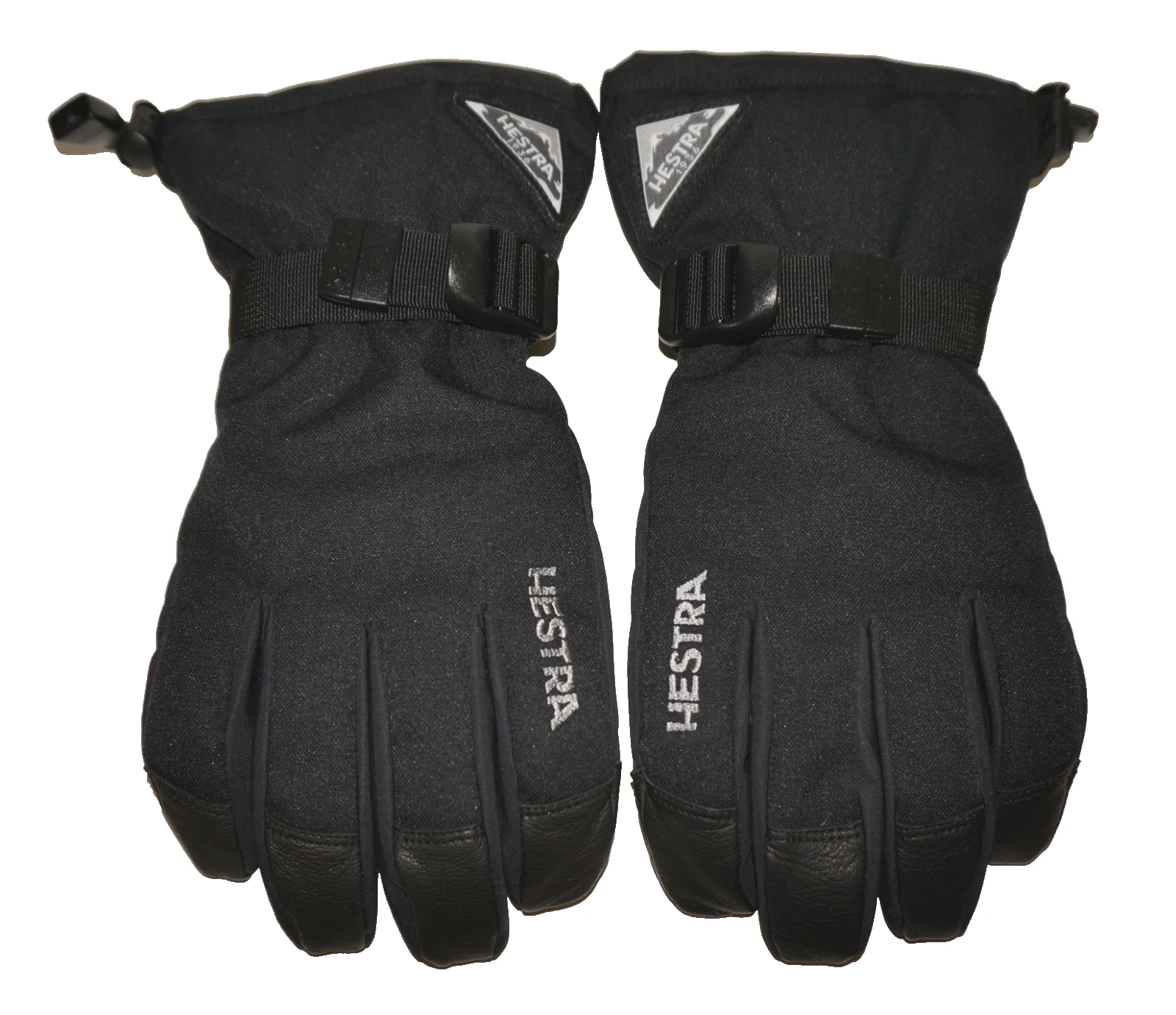 HESTRA Black Textile & Leather Insulated Gloves SIZE 8
