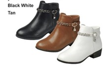 Girls Boots White,Tan,Black fall boots shoes sizes 9-4 Girl Booties