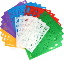 Stencil Drawing Kit for Kids, 25 Pcs Plastic Drawing Stencils with 400 Shapes,