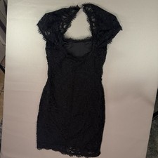 Jump Apparel Little Black Dress 9/10 Lace Cap Sleeves Cutout Back Cocktail Party