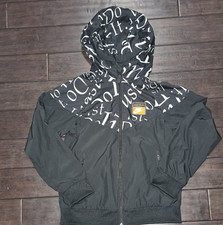 Nike Boys Windbreaker Jacket Black White Hooded S Full Zip Lightweight