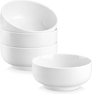MALACASA Serie Regular, 4-teilig Müslischalen Set, 800ml Suppenschalen, in weiß