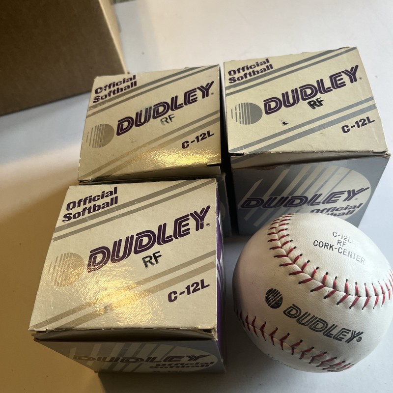 Lot of 3 Softballs 12 inch  Dudley Sb-12L RF Cork-center White with Red Stiching
