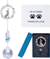 Pet Memorial Suncatcher - 3D Wreath  Crystal Prism, With Card and Gift Box