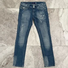Vigoss Skinny Jeans Distressed Stretch Low Rise Flap Pockets Size 7 