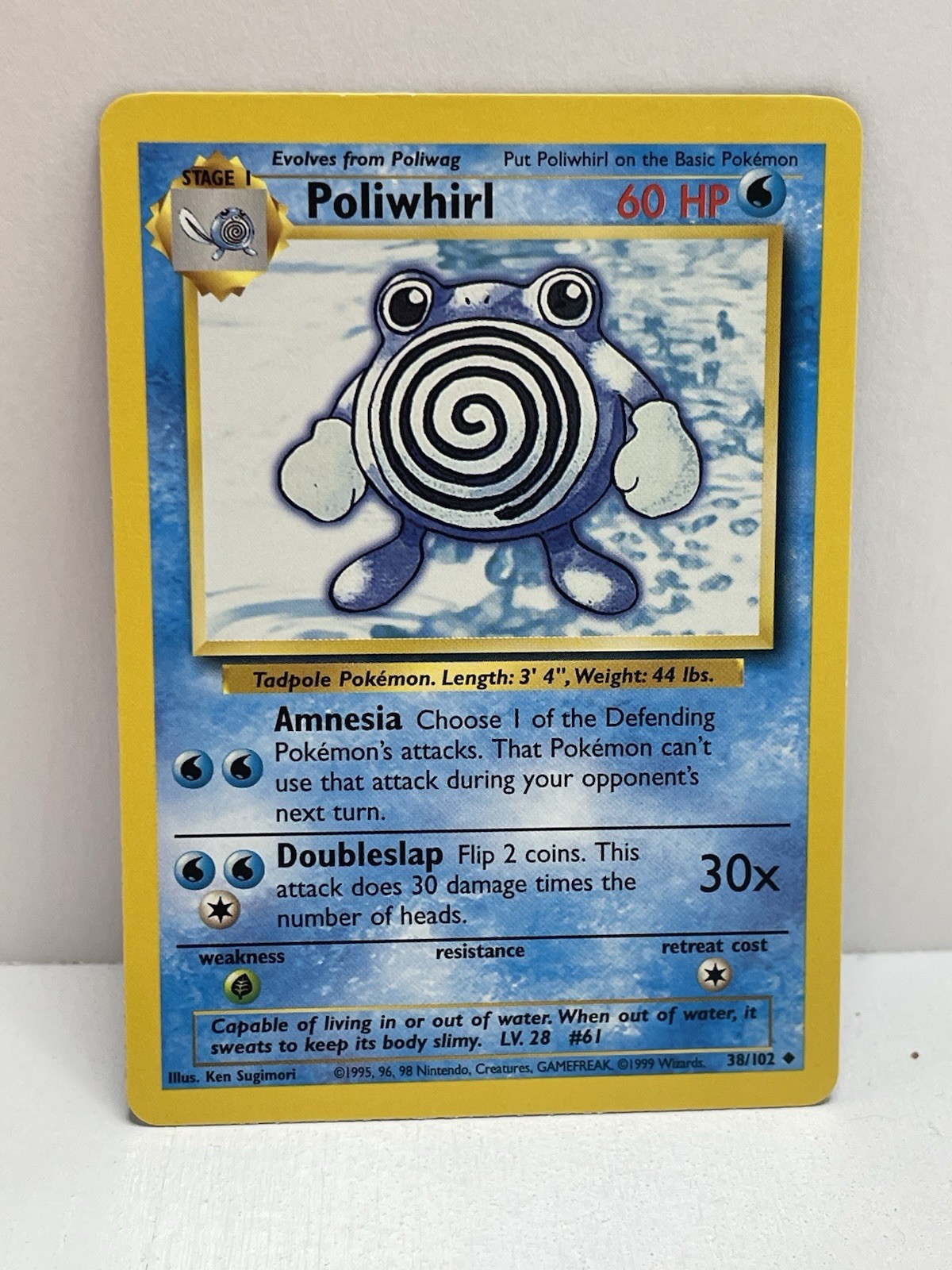 Pokemon TCG WOTC VTG MP Poliwhirl 038/102 Base Set Regular
