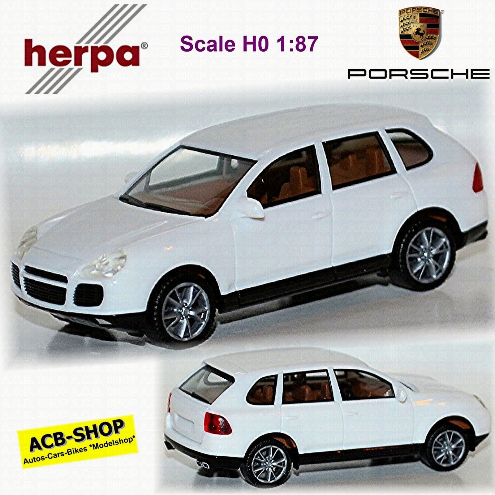 Porsche Cayenne Turbo Typ 9PA SUV 2003-07 Bianco 1:87 Herpa 023153