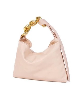 Tiffany & Fred Paris Blush Leather Golden Chain Hobo Shoulder Bag