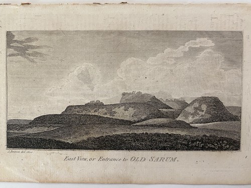 um 1801 antike Gravur Ansicht der alten Sarum Siedlung Wiltshire England #7925 - Bild 1 von 2