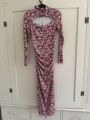 Ladies Zara Pink Orange Multi Coloured Floral Ditsy Flowers Dress Mex 26 Uk  6-8 | eBay UK