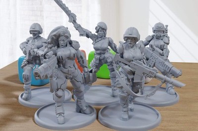 Sexy Storm Babes - 3D Printed Proxy Minifigures for Sci-fi Miniature Tabletop Ga