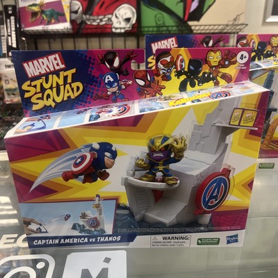 Marvel Stunt Squad Captain America vs Thanos Tower Smash Playset F7059, New