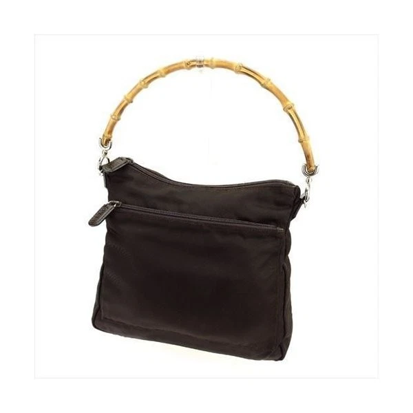 Sac bandoulière Gucci bambou nylon marron 7 rangs occasion authentique