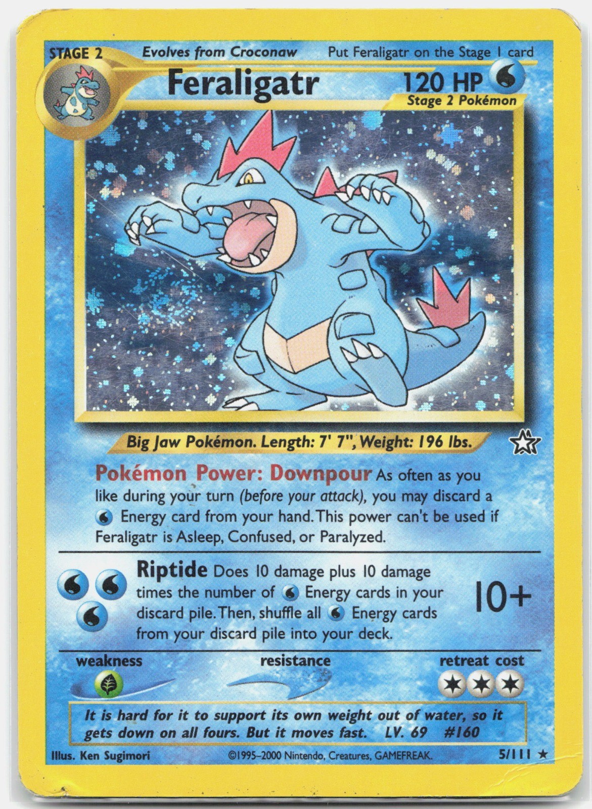 Feraligatr (5) Holo Rare Neo Genesis N1 Water Unlimited Holo 005/111 2000 HP/DMG