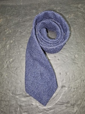 Vintage Yves Saint Laurent YSL Signature Heather Mist Wool Blend Neck Tie 60''