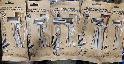 (50) Disposable Eco Razors 10x5pk, 3 Blades Wheat Straw Handle Shave The Planet