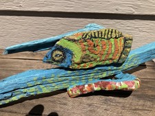 One Of A Kind Handmade Fish Reef Sculpture Made Of Wood And Stone